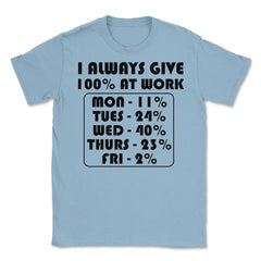 Funny Sarcastic Coworker I Always Give 100% At Work Gag product - Light Blue