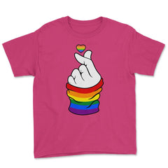 Gay Pride Flag K-Pop Love Hand Gift design Youth Tee - Heliconia