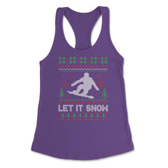 Let It Snow Snowboarding Ugly Christmas graphic Style design Women's - Purple