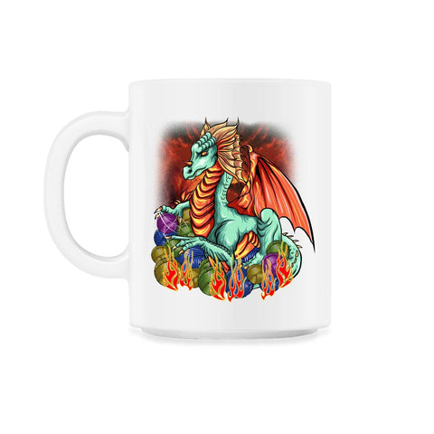 Knitting Dragon with Yarn Balls Fantasy Art graphic 11oz Mug