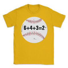 Funny Baseball Double Play 6+4+3=2 Sporty Player Coach print Unisex - Gold
