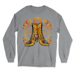 Steampunk Gears Female Boots - Unique Style For The Bold graphic - Long Sleeve T-Shirt - Grey Heather