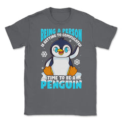 Time to Be a Penguin Happy Penguin with Snowflakes Kawaii print - Smoke Grey