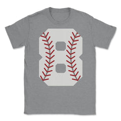 Funny 8th Birthday Baseball Eight Years Old Baseball Lover design - Grey Heather