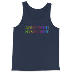ATTENZIONE PICKPOCKET!!! Trendy Text Design graphic - Tank Top - Navy