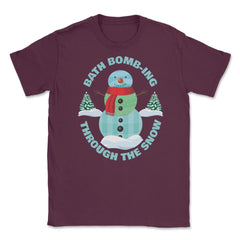 Bath Bomb-ing Through The Snow Rustic Winter graphic Unisex T-Shirt - Maroon