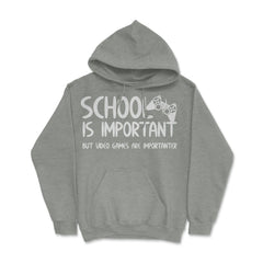 Funny School Is Important Video Games Importanter Gamer Gag design - Grey Heather