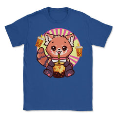 Kawaii Red Panda Drinking Boba Tea Bubble Tea print Unisex T-Shirt - Royal Blue