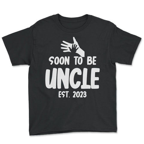 Funny Soon To Be Uncle 2023 Pregnancy Announcement print Youth Tee - Black