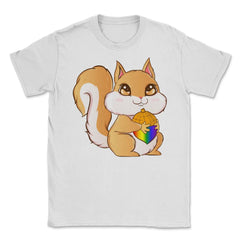 Gay Pride Kawaii Squirrel with Rainbow Nut Funny Gift design Unisex - White