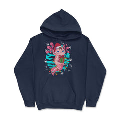 Axolotl Christmas with Santa’s Hat & Wrapped in Lights product Hoodie - Navy