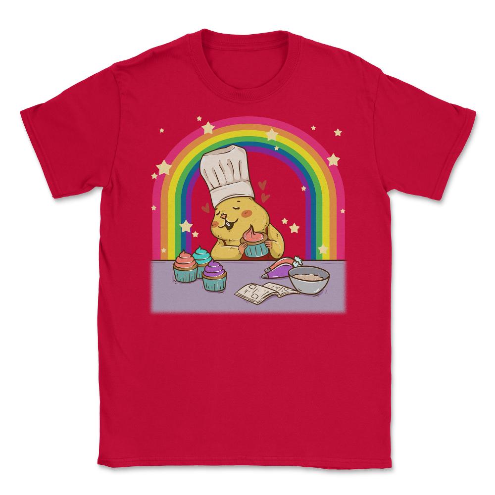 Rainbow Gay Guinea Pig Baker Funny Cute Pride Gift design Unisex - Red