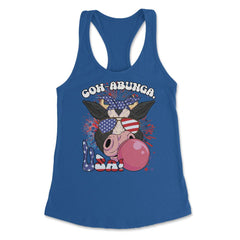 4th of July Cow-abunga, USA! Funny Patriotic Cow design Women's - Royal
