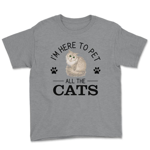 Funny I'm Here To Pet All The Cats Cute Cat Lover Pet Owner design - Grey Heather