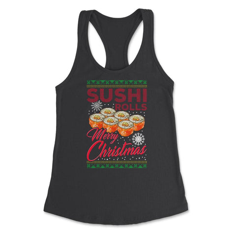 Sushi Ugly Christmas Sweater Style Funny Humor Women's Racerback Tank