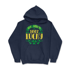 0% Irish 100% Lucky Saint Patrick's Day Celebration print - Hoodie - Navy