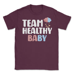 Funny Team Healthy Baby Boy Girl Gender Reveal Announcement design - Maroon