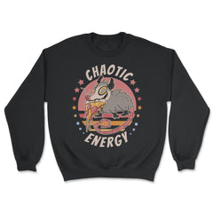 Chaotic Energy Opossum Funny Possum Eating Pizza design - Unisex Sweatshirt - Black