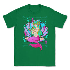 Anime Mermaid Gamer Pastel Theme Vaporwave Style Gift graphic Unisex - Green
