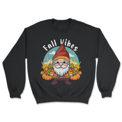 Fall Vibes Cute Gnome with Pumpkins Autumn Graphic design - Unisex Sweatshirt - Black