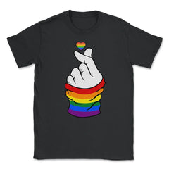 Gay Pride Flag K-Pop Love Hand Gift design Unisex T-Shirt - Black