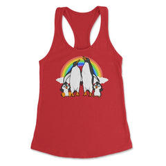Rainbow Gay Penguin Family Cute Pride Gift graphic Women's Racerback - Red