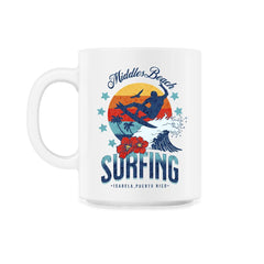 Middles Beach Surfing for Men Retro 70s Vintage Sunset Surf print - 11oz Mug - White