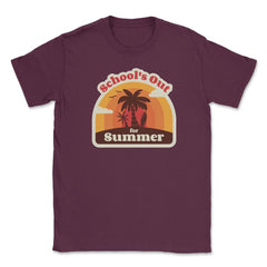 Funny School's Out for Summer Retro Vintage Beach product Unisex - Maroon