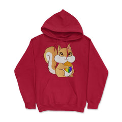Gay Pride Kawaii Squirrel with Rainbow Nut Funny Gift design Hoodie - Red