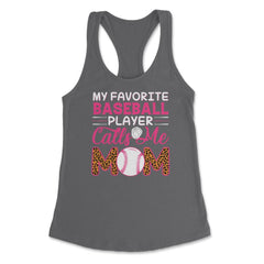 My Favorite Baseball Player Calls Me Mom Mama Mom Leopard print - Dark Grey