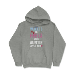 Funny Wheels Or Heels Your Auntie Loves You Gender Reveal product - Grey Heather