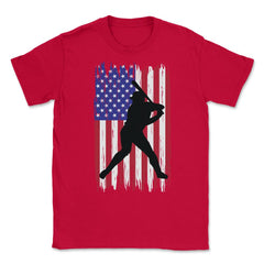 Baseball Pitcher Player American Flag USA Distressed Vintage design - Red