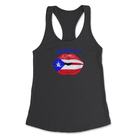 Boricua Kiss Puerto Rico Flag Lips Design graphic Women's Racerback