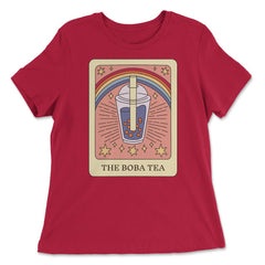 The Boba Tea Foodie Tarot Card Bubble Tea Lover design - Women's Relaxed Tee - Red