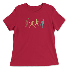 Baseball Vintage Retro Batter Pitcher Catcher Sporty Funny design - Women's Relaxed Tee - Red