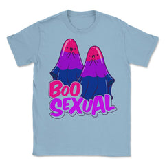 Boo Sexual Bisexual Ghost Pair Pun for Halloween print Unisex T-Shirt - Light Blue
