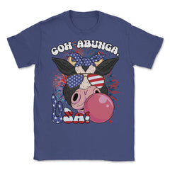 4th of July Cow-abunga, USA! Funny Patriotic Cow design Unisex T-Shirt - Purple