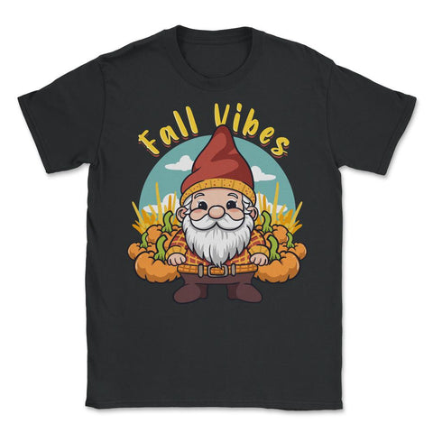 Fall Vibes Cute Gnome with Pumpkins Autumn Graphic product - Unisex T-Shirt - Black