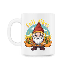 Fall Vibes Cute Gnome with Pumpkins Autumn Graphic product - 11oz Mug - White