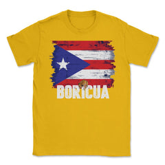 Puerto Rico Flag Boricua Theme Coqui Grunge Gift print Unisex T-Shirt - Gold