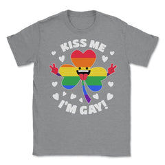 Kiss Me I'm Gay St Patrick’s Day Pride LGBT Hilarious design Unisex - Grey Heather