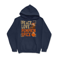 Peace Love Pumpkin Spice Funny Autumn Fall Season Grunge design - Hoodie - Navy