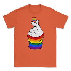 Gay Pride Flag K-Pop Love Hand Gift design Unisex T-Shirt - Orange