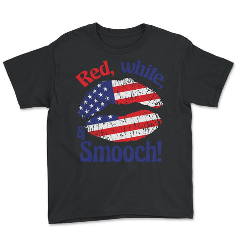 4th of July Red, white, and Smooch! Funny Patriotic Lips graphic - Black