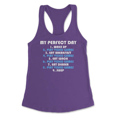 Funny Gamer Perfect Day Wake Up Play Video Games Humor product - Purple