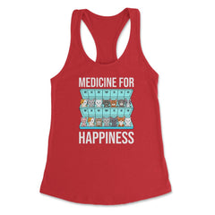 Funny Cat Lover Pet Owner Medicine For Happiness Humor graphic - Red