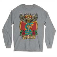 Dagger Art Snake & Eagle Tattoo Dagger Symbolism print - Long Sleeve T-Shirt - Grey Heather