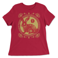 Chinese New Year of the Rabbit 2023 Symbol & Flowers design - Women's Relaxed Tee - Red
