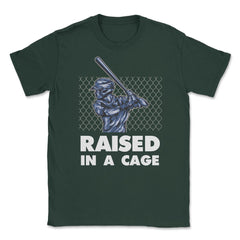 Funny Baseball Batter Hitter Raised In A Cage Sporty Humor print - Forest Green