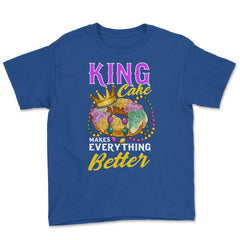 Mardi Gras King Cake Makes Everything Better Funny product Youth Tee - Royal Blue